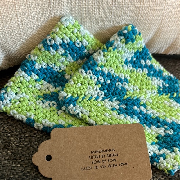 NWT 2 Coasters Made in USA with 100% recycled cotton! Perfect to use as trivet! - Picture 2 of 3